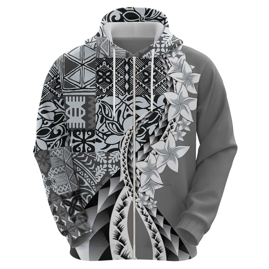 Aloha Vintage Plumeria Hawaiian Tapa Pattern Hoodie Gray Hawaiian Tapa Pattern - Polynesian Pride