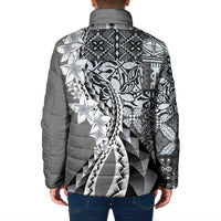 Aloha Vintage Plumeria Hawaiian Tapa Pattern Padded Jacket Gray Hawaiian Tapa Pattern - Polynesian Pride