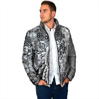 Aloha Vintage Plumeria Hawaiian Tapa Pattern Padded Jacket Gray Hawaiian Tapa Pattern - Polynesian Pride