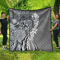 Aloha Vintage Plumeria Hawaiian Tapa Pattern Quilt Gray Hawaiian Tapa Pattern - Polynesian Pride