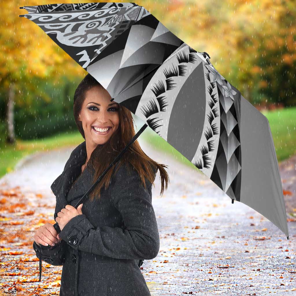 Aloha Vintage Plumeria Hawaiian Tapa Pattern Umbrella Gray Hawaiian Tapa Pattern - Polynesian Pride
