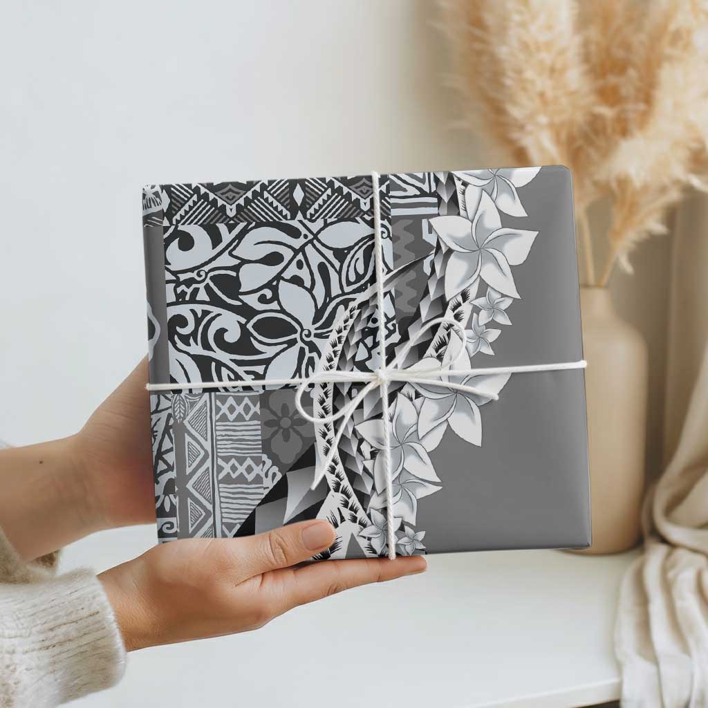 Aloha Vintage Plumeria Hawaiian Tapa Pattern Wrapping Paper Gray Hawaiian Tapa Pattern - Polynesian Pride