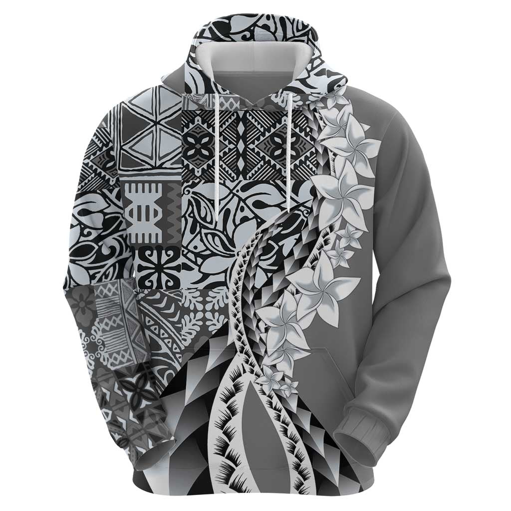 Aloha Vintage Plumeria Hawaiian Tapa Pattern Zip Hoodie Gray Hawaiian Tapa Pattern - Polynesian Pride
