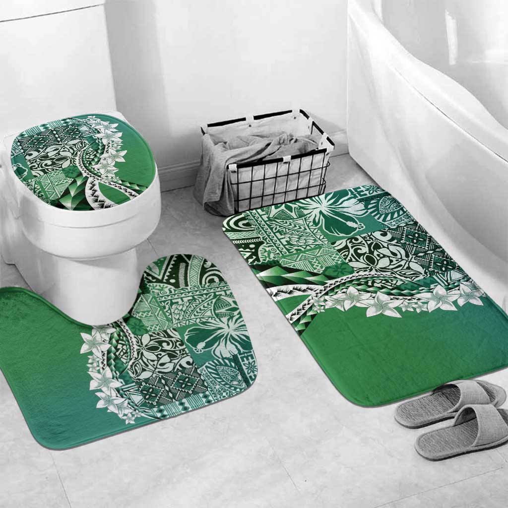 Aloha Vintage Plumeria Hawaiian Tapa Pattern Bathroom Set Green Hawaiian Tapa Pattern - Polynesian Pride