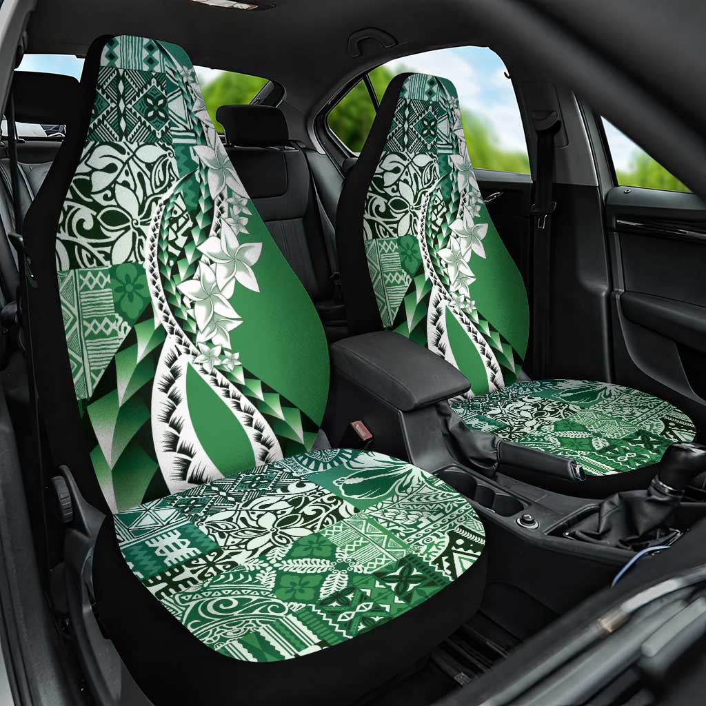 Aloha Vintage Plumeria Hawaiian Tapa Pattern Car Seat Cover Green Hawaiian Tapa Pattern - Polynesian Pride
