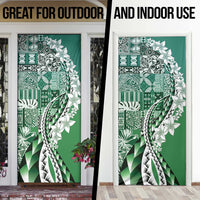 Aloha Vintage Plumeria Hawaiian Tapa Pattern Door Cover Green Hawaiian Tapa Pattern - Polynesian Pride