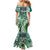 Aloha Vintage Plumeria Hawaiian Tapa Pattern Family Matching Mermaid Dress and Hawaiian Shirt Green Hawaiian Tapa Pattern - Polynesian Pride