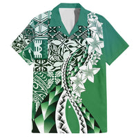 Aloha Vintage Plumeria Hawaiian Tapa Pattern Family Matching Puletasi and Hawaiian Shirt Green Hawaiian Tapa Pattern - Polynesian Pride