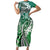 Aloha Vintage Plumeria Hawaiian Tapa Pattern Family Matching Short Sleeve Bodycon Dress and Hawaiian Shirt Green Hawaiian Tapa Pattern - Polynesian Pride