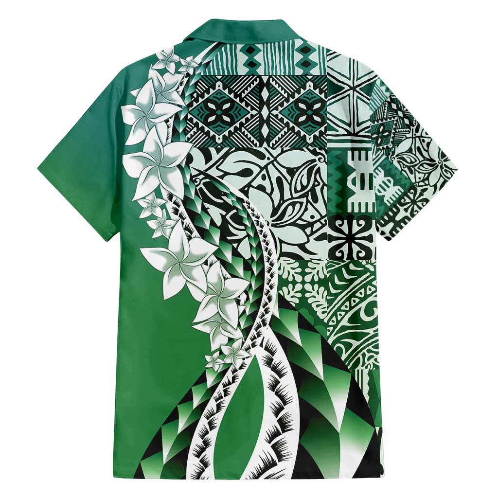 Aloha Vintage Plumeria Hawaiian Tapa Pattern Family Matching Tank Maxi Dress and Hawaiian Shirt Green Hawaiian Tapa Pattern - Polynesian Pride
