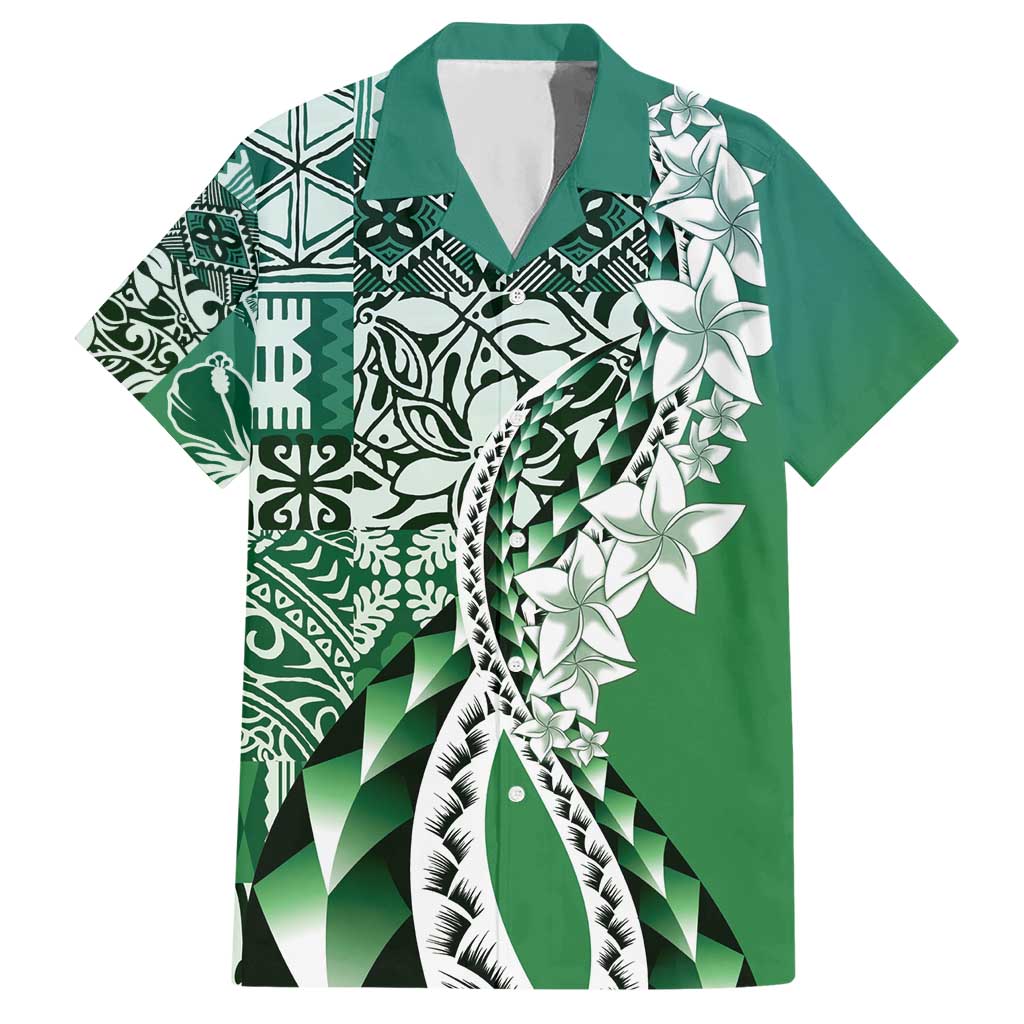 Aloha Vintage Plumeria Hawaiian Tapa Pattern Hawaiian Shirt Green Hawaiian Tapa Pattern - Polynesian Pride