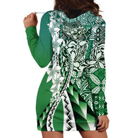 Aloha Vintage Plumeria Hawaiian Tapa Pattern Hoodie Dress Green Hawaiian Tapa Pattern - Polynesian Pride