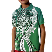 Aloha Vintage Plumeria Hawaiian Tapa Pattern Kid Polo Shirt Green Hawaiian Tapa Pattern - Polynesian Pride