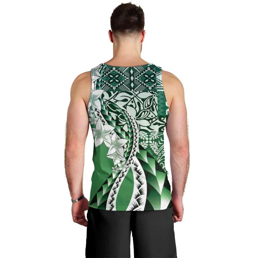 Aloha Vintage Plumeria Hawaiian Tapa Pattern Men Tank Top Green Hawaiian Tapa Pattern - Polynesian Pride