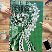 Aloha Vintage Plumeria Hawaiian Tapa Pattern Puzzle Green Hawaiian Tapa Pattern - Polynesian Pride