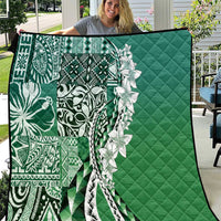 Aloha Vintage Plumeria Hawaiian Tapa Pattern Quilt Green Hawaiian Tapa Pattern - Polynesian Pride