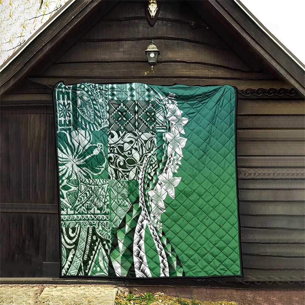 Aloha Vintage Plumeria Hawaiian Tapa Pattern Quilt Green Hawaiian Tapa Pattern - Polynesian Pride