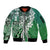 Aloha Vintage Plumeria Hawaiian Tapa Pattern Sleeve Zip Bomber Jacket Green Hawaiian Tapa Pattern - Polynesian Pride