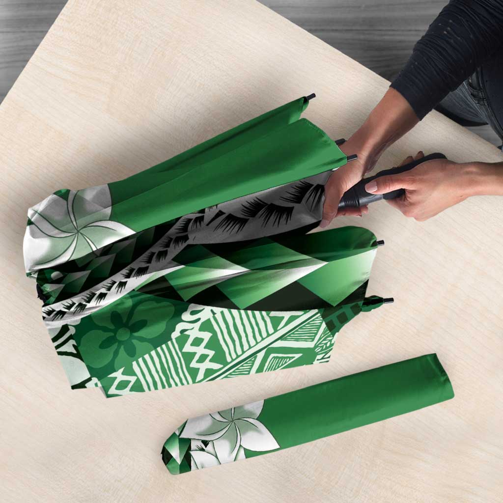 Aloha Vintage Plumeria Hawaiian Tapa Pattern Umbrella Green Hawaiian Tapa Pattern - Polynesian Pride