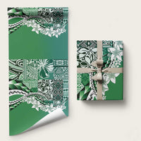 Aloha Vintage Plumeria Hawaiian Tapa Pattern Wrapping Paper Green Hawaiian Tapa Pattern - Polynesian Pride