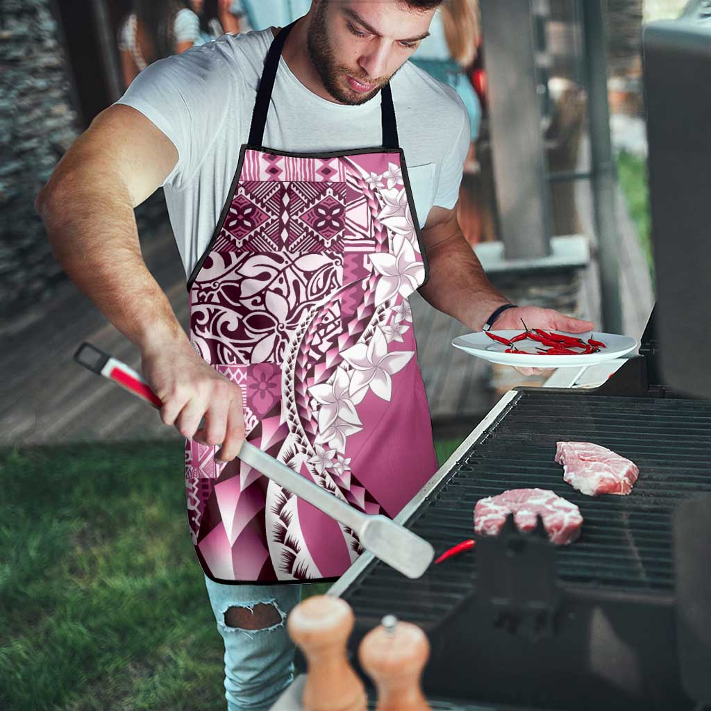 Aloha Vintage Plumeria Hawaiian Tapa Pattern Apron Pink Hawaiian Tapa Pattern - Polynesian Pride