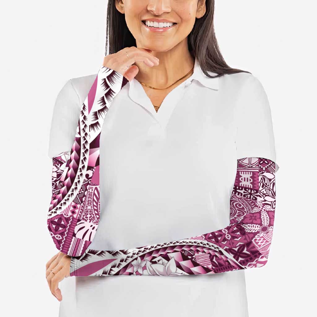 Aloha Vintage Plumeria Hawaiian Tapa Pattern Arm Sleeves Pink Hawaiian Tapa Pattern - Polynesian Pride