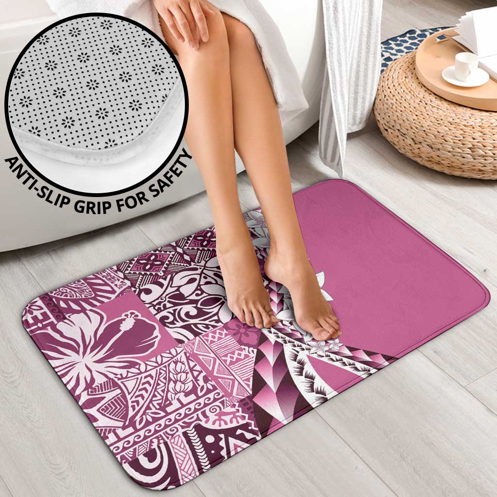 Aloha Vintage Plumeria Hawaiian Tapa Pattern Bathroom Set Pink Hawaiian Tapa Pattern - Polynesian Pride