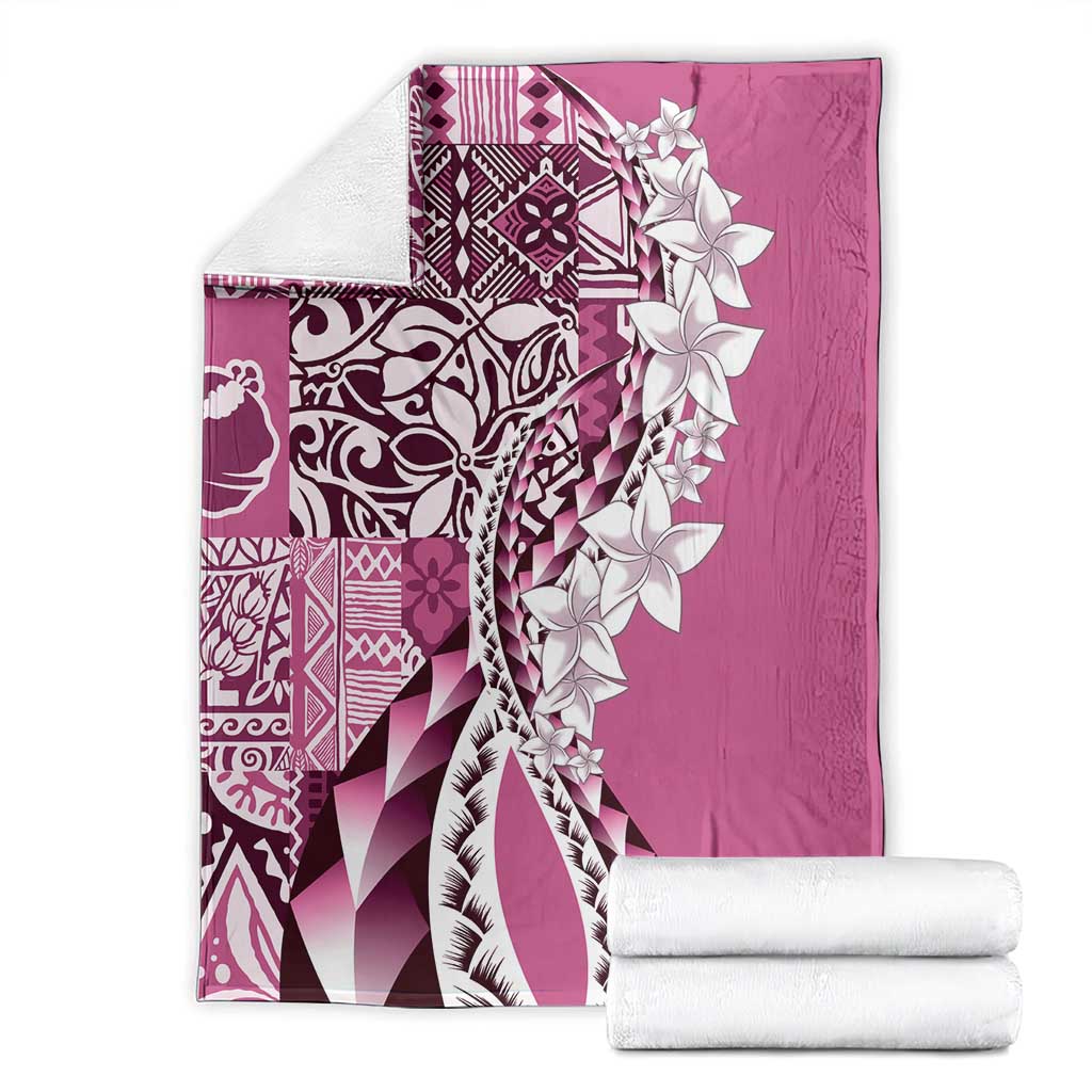 Aloha Vintage Plumeria Hawaiian Tapa Pattern Blanket Pink Hawaiian Tapa Pattern - Polynesian Pride