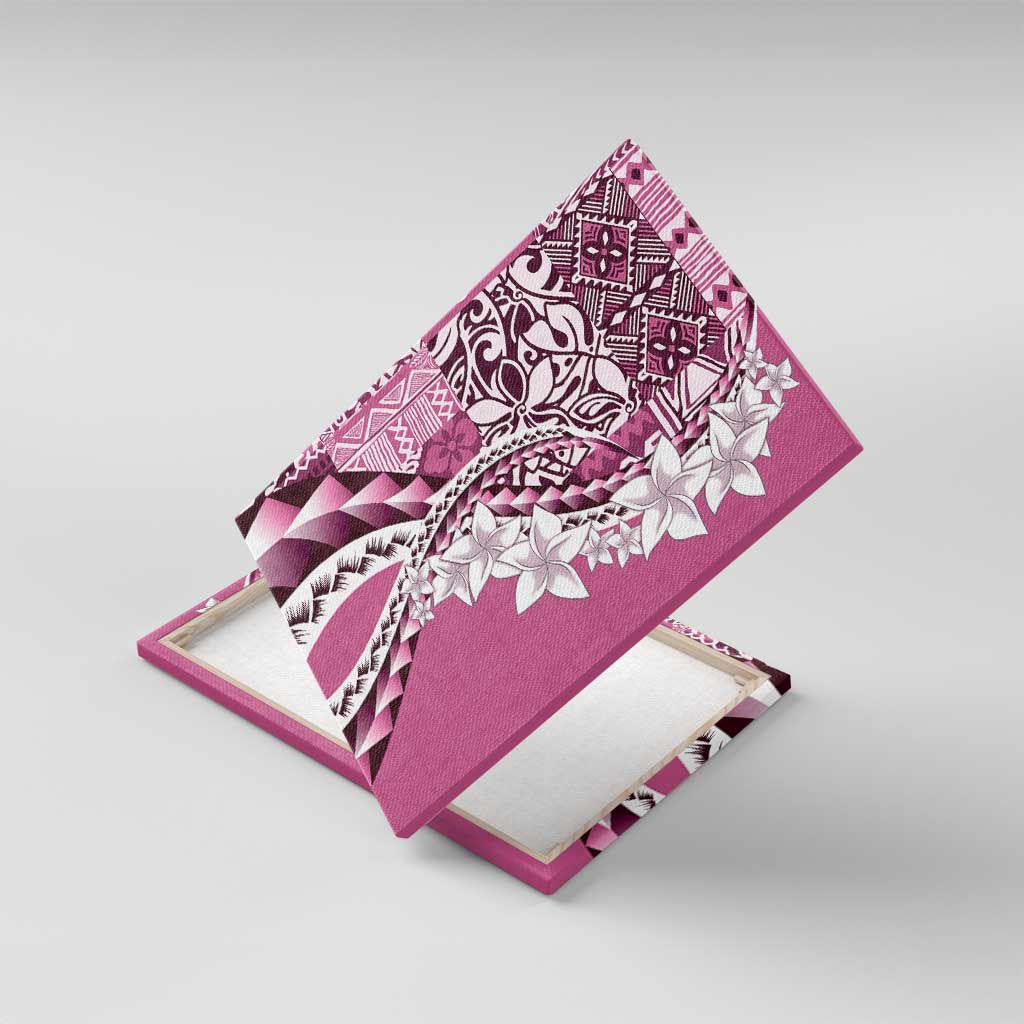 Aloha Vintage Plumeria Hawaiian Tapa Pattern Canvas Wall Art Pink Hawaiian Tapa Pattern - Polynesian Pride