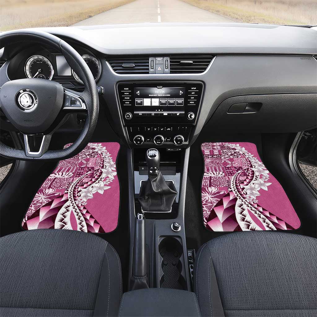 Aloha Vintage Plumeria Hawaiian Tapa Pattern Car Mats Pink Hawaiian Tapa Pattern - Polynesian Pride