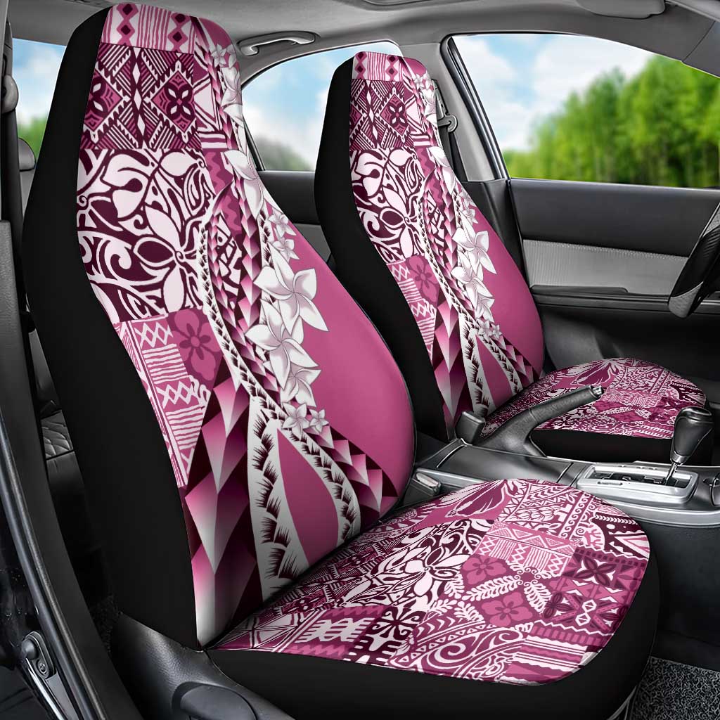 Aloha Vintage Plumeria Hawaiian Tapa Pattern Car Seat Cover Pink Hawaiian Tapa Pattern - Polynesian Pride