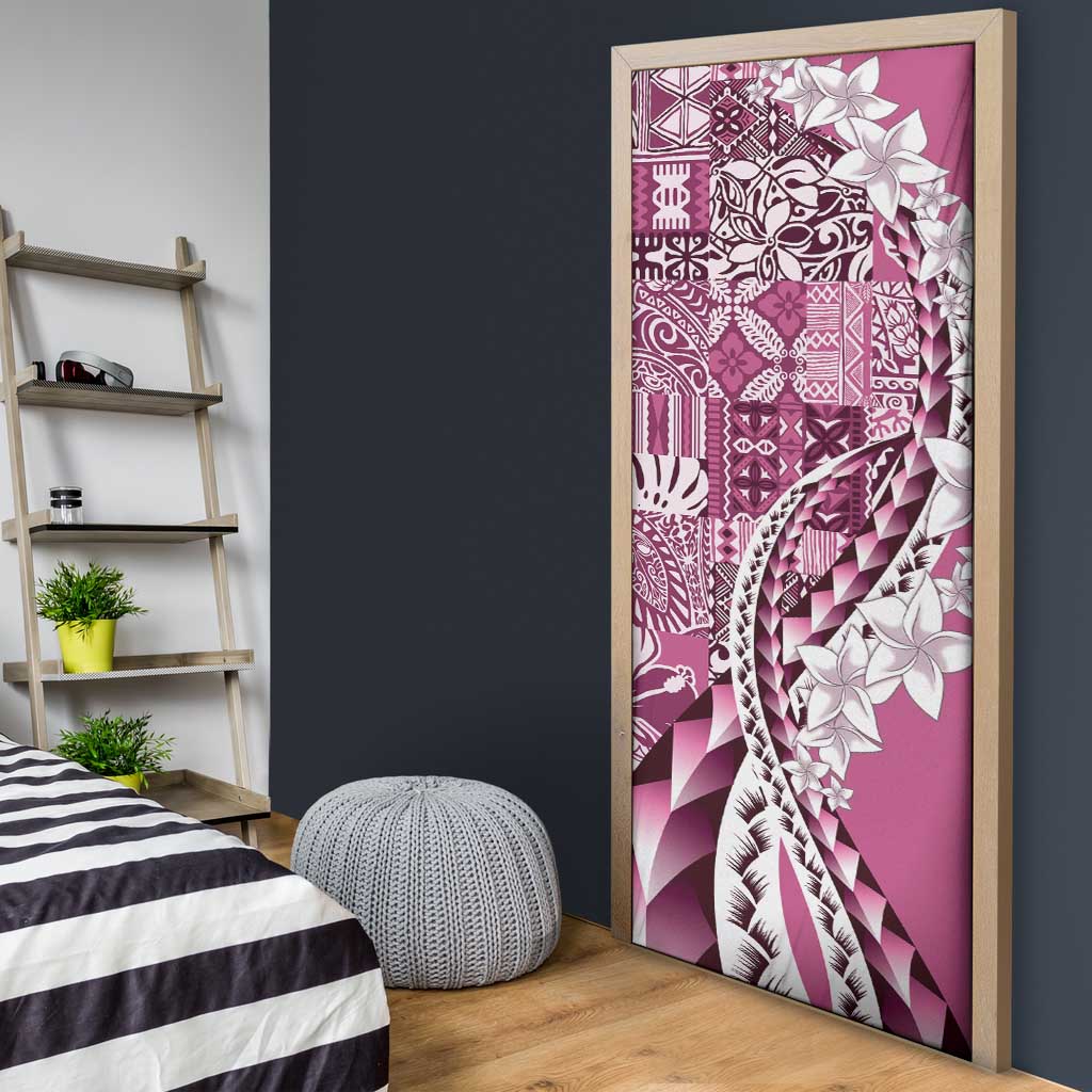 Aloha Vintage Plumeria Hawaiian Tapa Pattern Door Cover Pink Hawaiian Tapa Pattern - Polynesian Pride