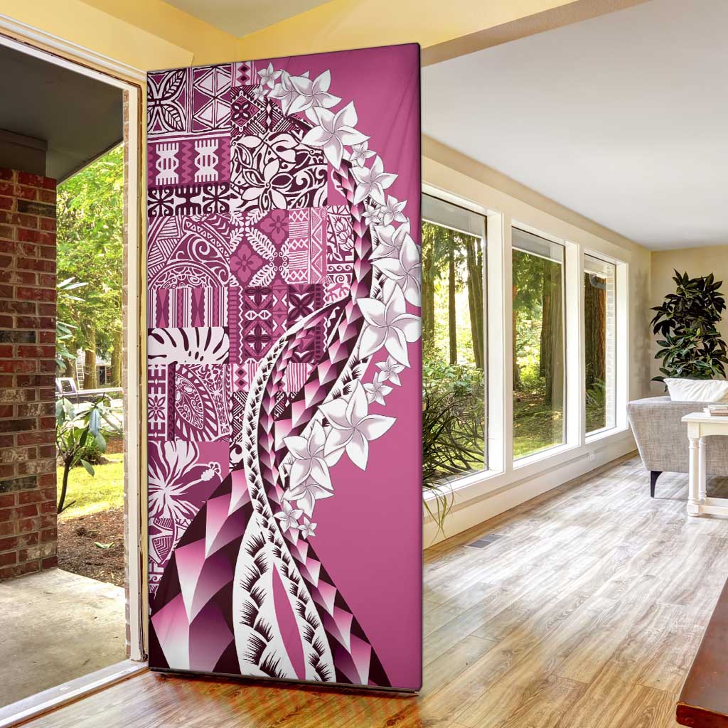 Aloha Vintage Plumeria Hawaiian Tapa Pattern Door Cover Pink Hawaiian Tapa Pattern - Polynesian Pride
