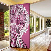Aloha Vintage Plumeria Hawaiian Tapa Pattern Door Cover Pink Hawaiian Tapa Pattern - Polynesian Pride