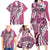 Aloha Vintage Plumeria Hawaiian Tapa Pattern Family Matching Long Sleeve Bodycon Dress and Hawaiian Shirt Pink Hawaiian Tapa Pattern - Polynesian Pride