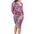 Aloha Vintage Plumeria Hawaiian Tapa Pattern Family Matching Long Sleeve Bodycon Dress and Hawaiian Shirt Pink Hawaiian Tapa Pattern - Polynesian Pride
