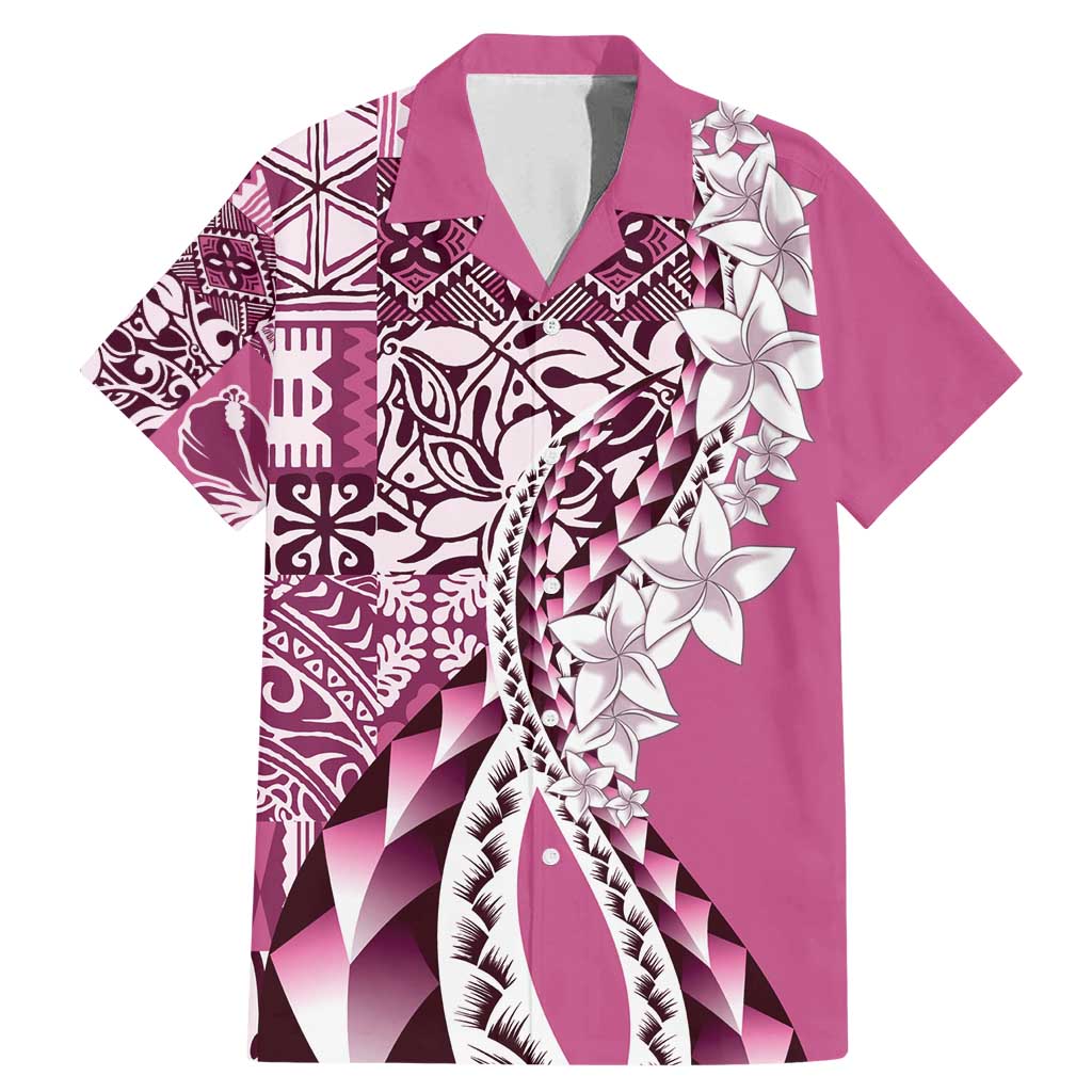 Aloha Vintage Plumeria Hawaiian Tapa Pattern Family Matching Mermaid Dress and Hawaiian Shirt Pink Hawaiian Tapa Pattern - Polynesian Pride