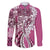 Aloha Vintage Plumeria Hawaiian Tapa Pattern Family Matching Off The Shoulder Long Sleeve Dress and Hawaiian Shirt Pink Hawaiian Tapa Pattern - Polynesian Pride