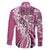 Aloha Vintage Plumeria Hawaiian Tapa Pattern Family Matching Off The Shoulder Long Sleeve Dress and Hawaiian Shirt Pink Hawaiian Tapa Pattern - Polynesian Pride