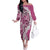 Aloha Vintage Plumeria Hawaiian Tapa Pattern Family Matching Off The Shoulder Long Sleeve Dress and Hawaiian Shirt Pink Hawaiian Tapa Pattern - Polynesian Pride
