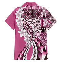 Aloha Vintage Plumeria Hawaiian Tapa Pattern Family Matching Summer Maxi Dress and Hawaiian Shirt Pink Hawaiian Tapa Pattern - Polynesian Pride