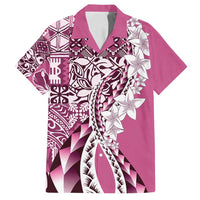 Aloha Vintage Plumeria Hawaiian Tapa Pattern Family Matching Tank Maxi Dress and Hawaiian Shirt Pink Hawaiian Tapa Pattern - Polynesian Pride