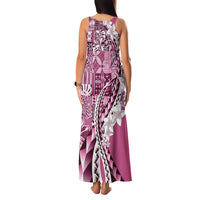 Aloha Vintage Plumeria Hawaiian Tapa Pattern Family Matching Tank Maxi Dress and Hawaiian Shirt Pink Hawaiian Tapa Pattern - Polynesian Pride