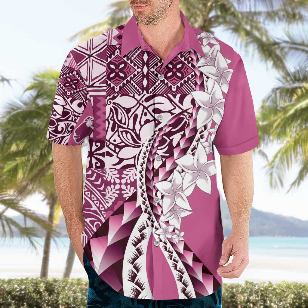 Aloha Vintage Plumeria Hawaiian Tapa Pattern Hawaiian Shirt Pink Hawaiian Tapa Pattern - Polynesian Pride