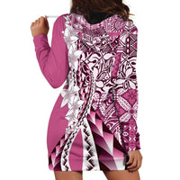 Aloha Vintage Plumeria Hawaiian Tapa Pattern Hoodie Dress Pink Hawaiian Tapa Pattern - Polynesian Pride