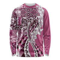 Aloha Vintage Plumeria Hawaiian Tapa Pattern Long Sleeve Shirt Pink Hawaiian Tapa Pattern - Polynesian Pride