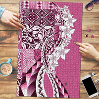 Aloha Vintage Plumeria Hawaiian Tapa Pattern Puzzle Pink Hawaiian Tapa Pattern - Polynesian Pride