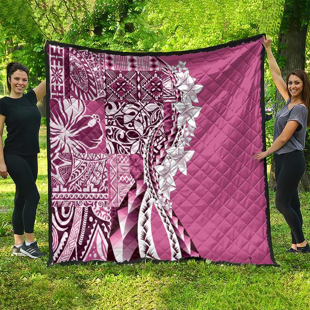 Aloha Vintage Plumeria Hawaiian Tapa Pattern Quilt Pink Hawaiian Tapa Pattern - Polynesian Pride