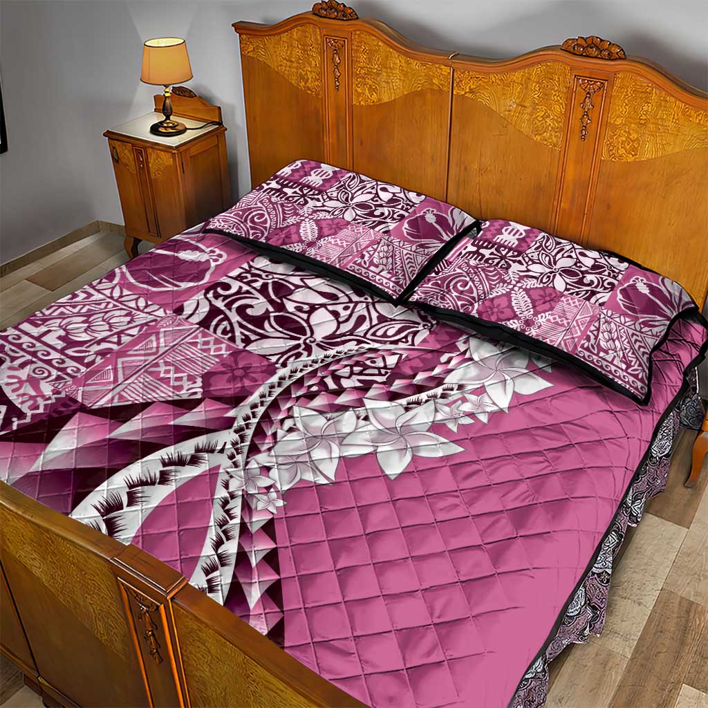 Aloha Vintage Plumeria Hawaiian Tapa Pattern Quilt Bed Set Pink Hawaiian Tapa Pattern - Polynesian Pride