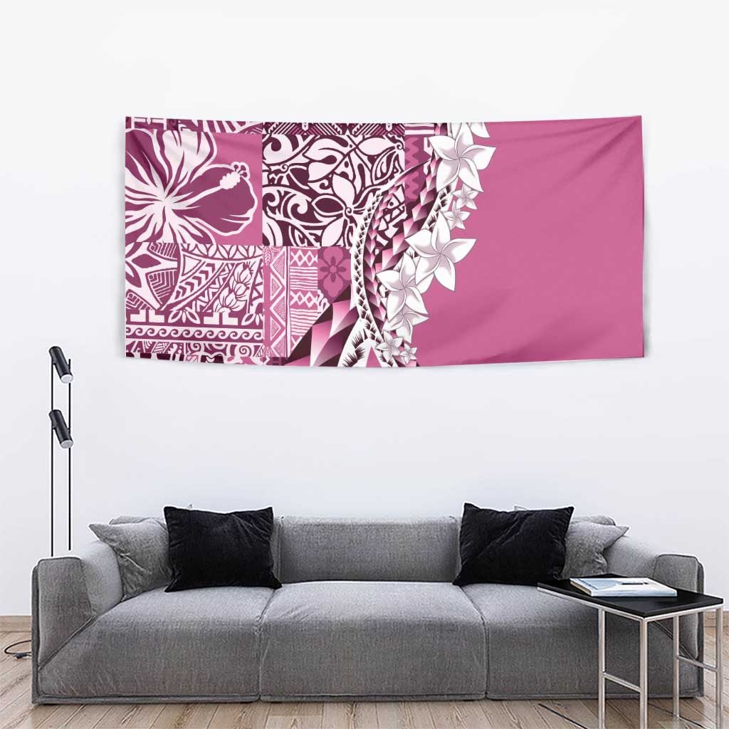 Aloha Vintage Plumeria Hawaiian Tapa Pattern Tapestry Pink Hawaiian Tapa Pattern - Polynesian Pride